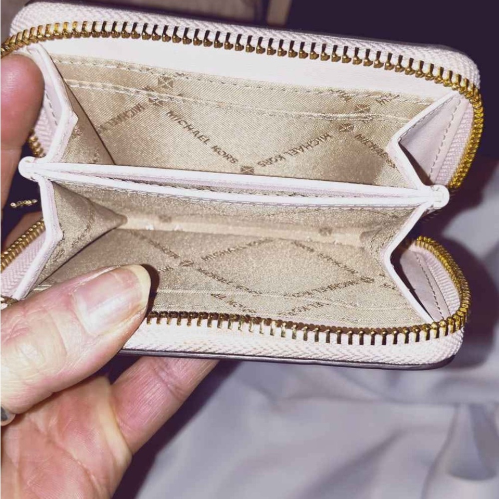 Michael Kors Beautiful pale pink with cream handbag and matching wallet.